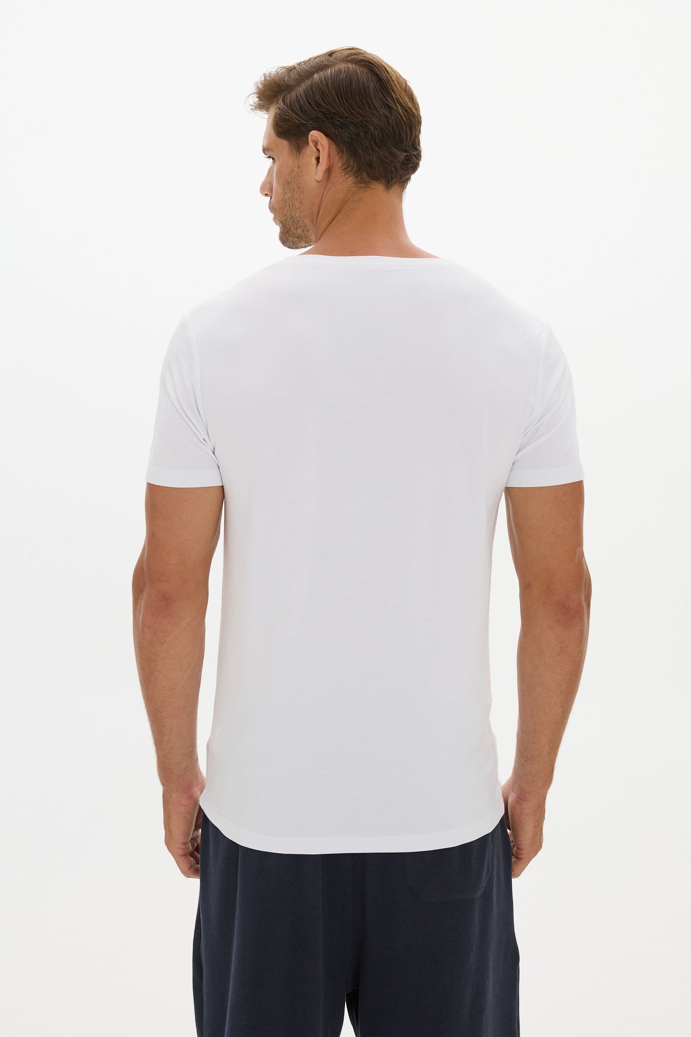 Mens V Neck Tshirt White