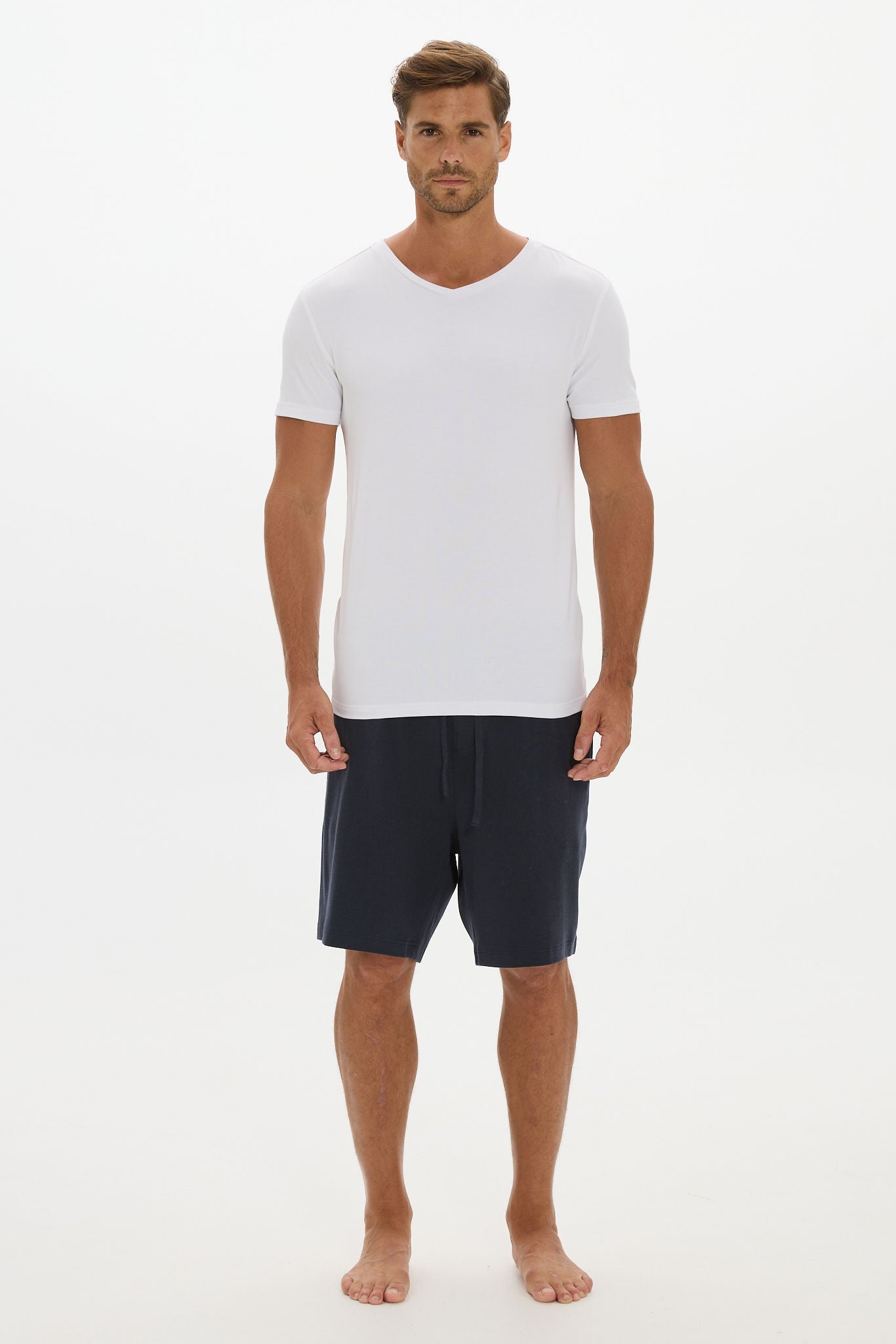 Mens V Neck Tshirt White