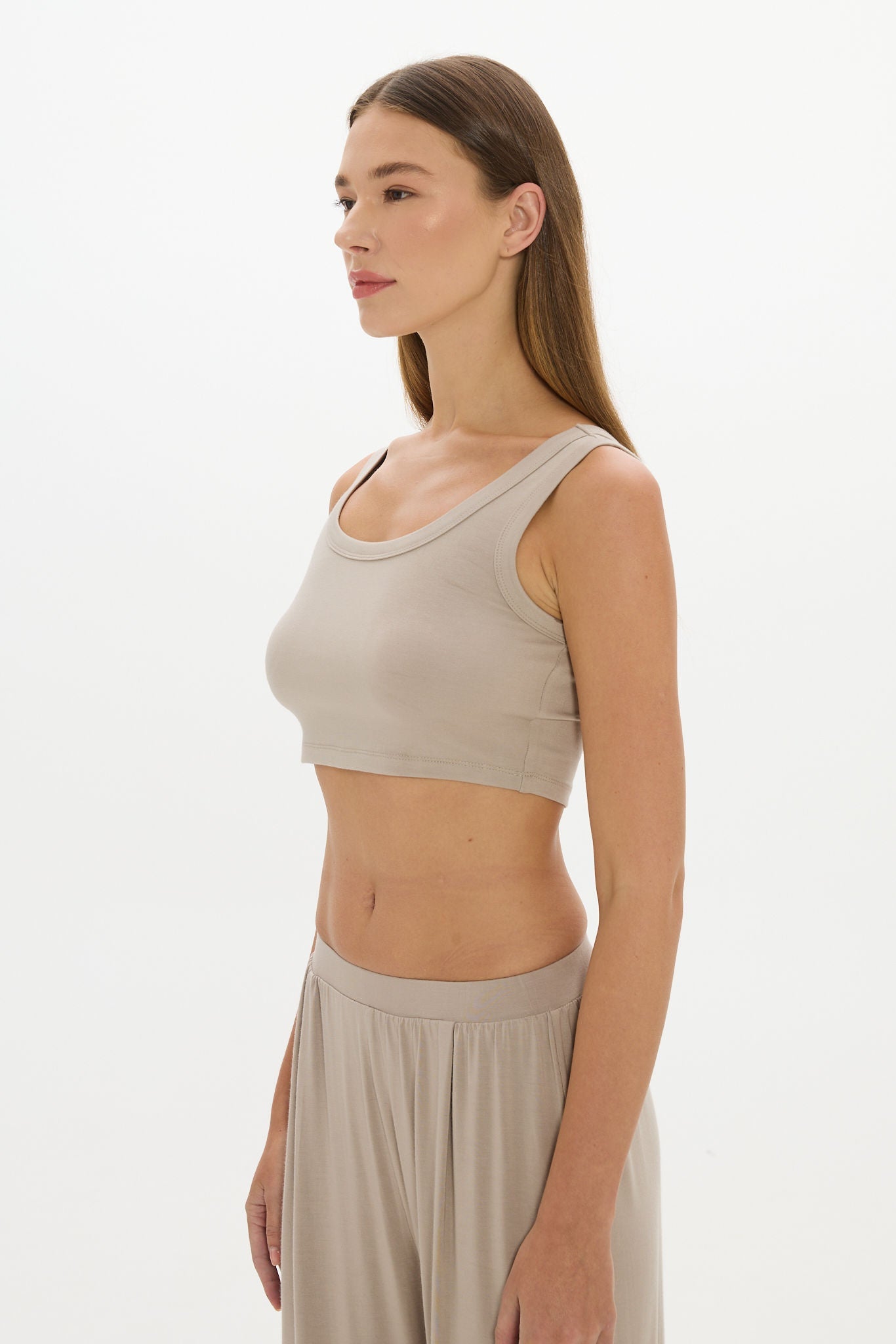 Lounge Cropped Top Taupe