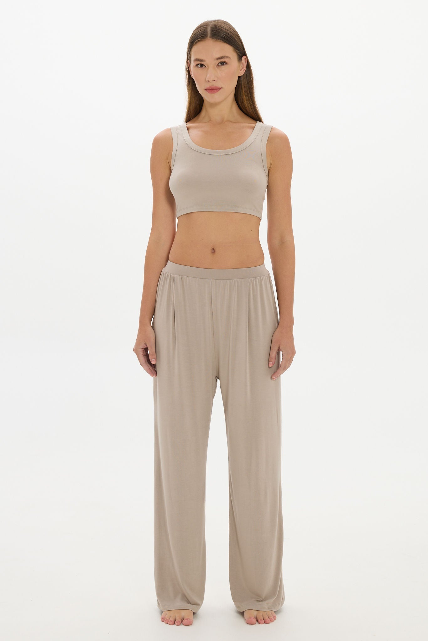 Lounge Cropped Top Taupe