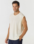Discover the chic Paros Linen Jersey Tank Vest by AOCO. Crafted from a soft, lightweight linen blend, this sleeveless top delivers ultimate warm weather comfort.