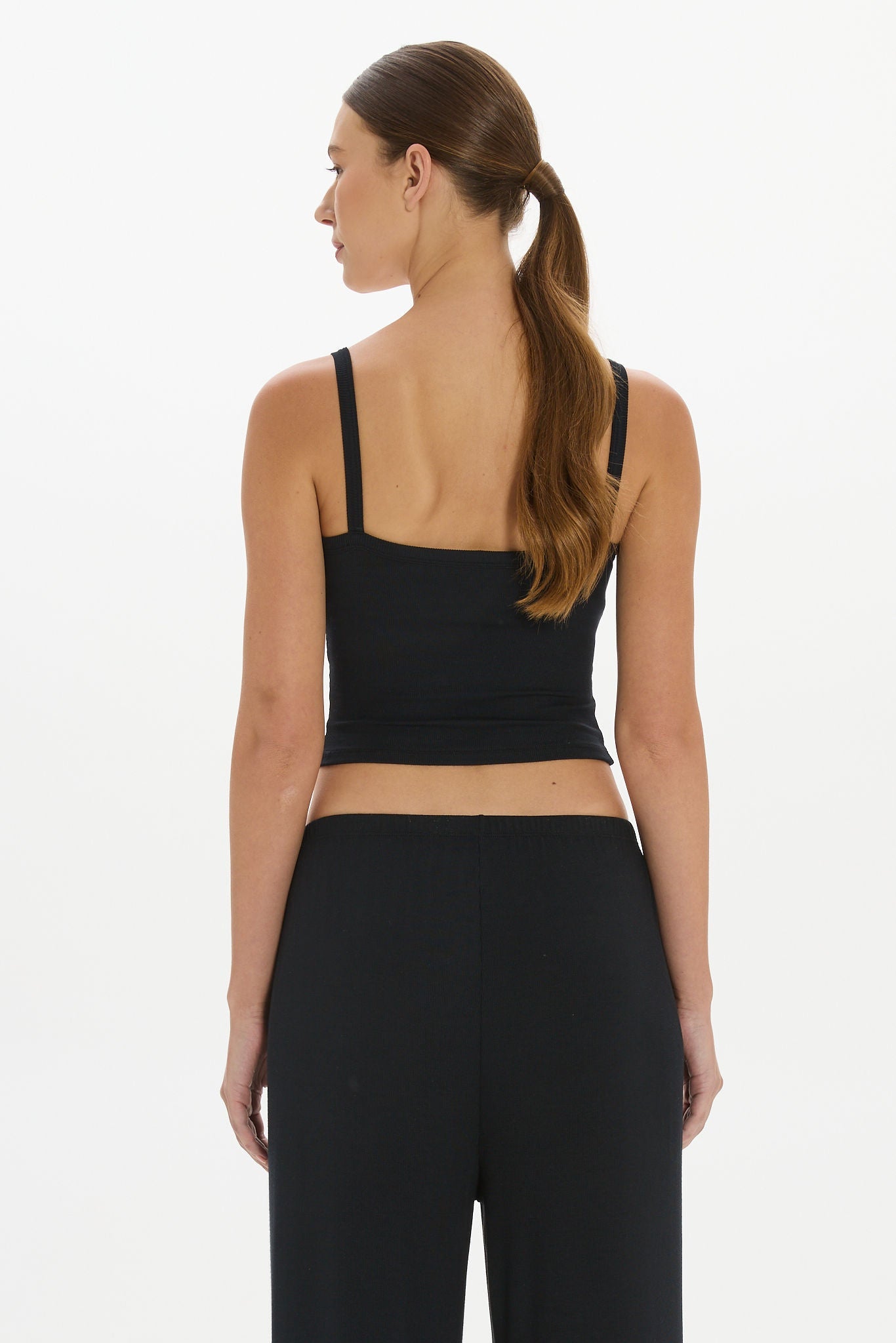 soft rib cropped cami Black