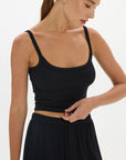 soft rib cropped cami Black