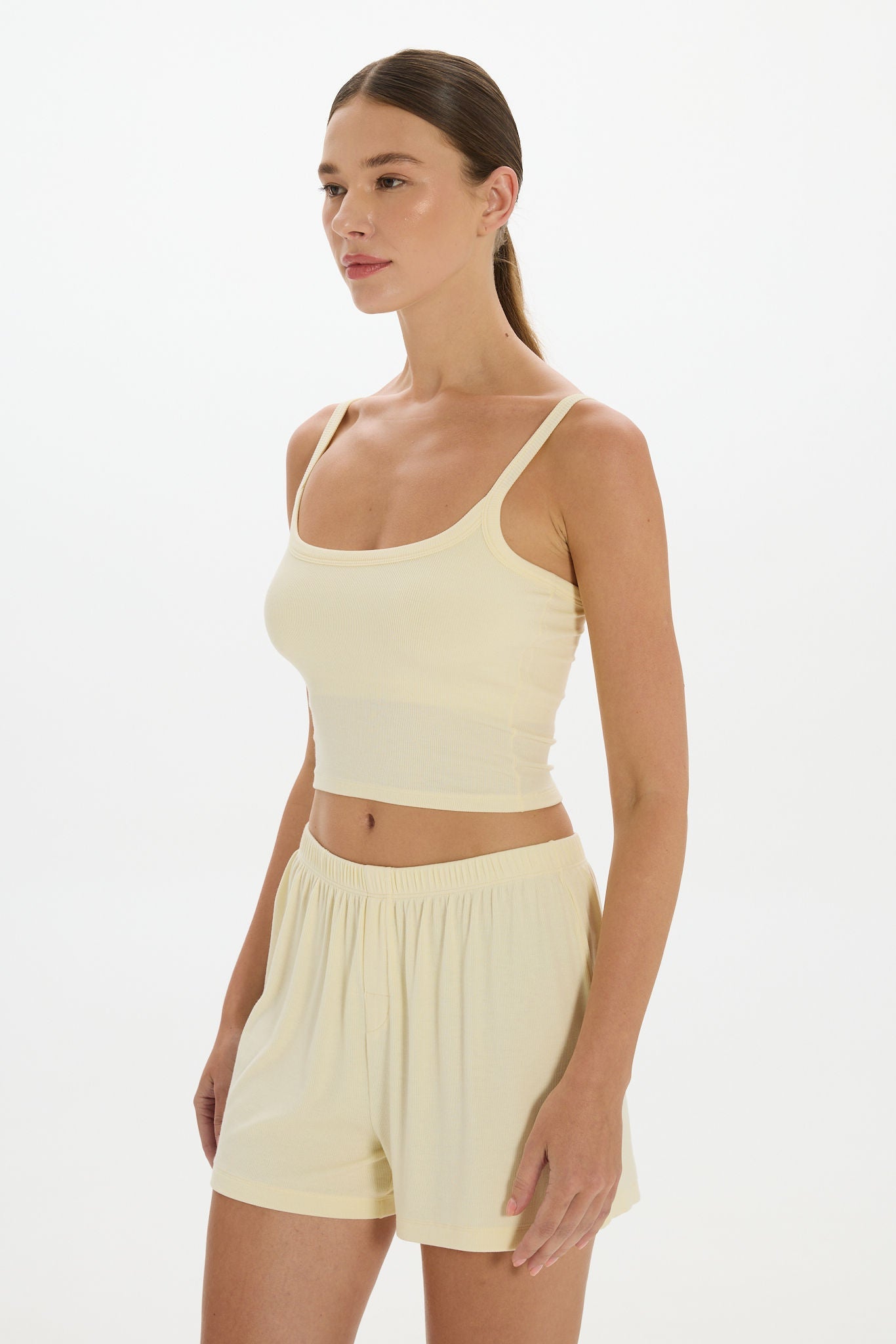 soft rib cropped cami yellow