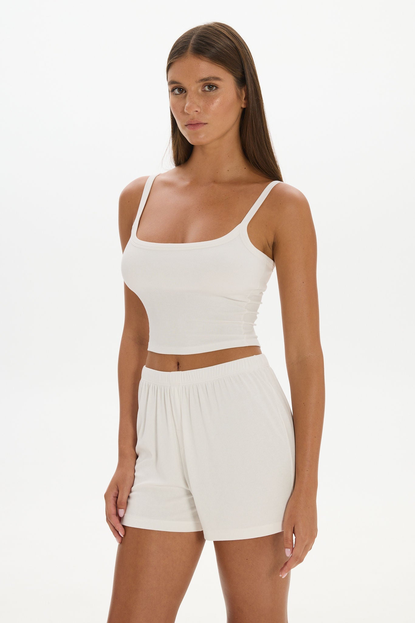 soft rib cropped cami cream