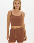 soft rib cropped cami brown