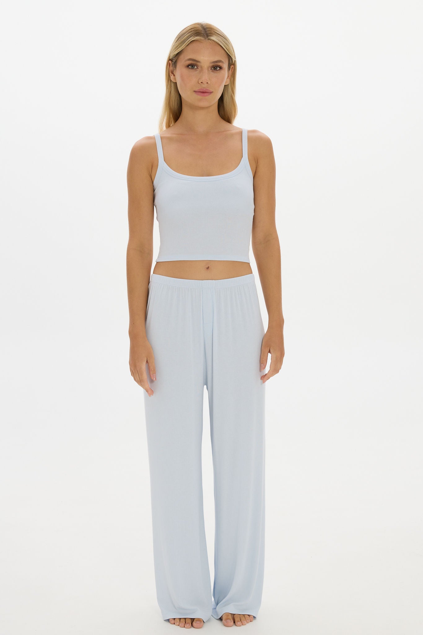 soft rib cropped cami baby blue