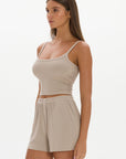 soft rib cropped cami Taupe