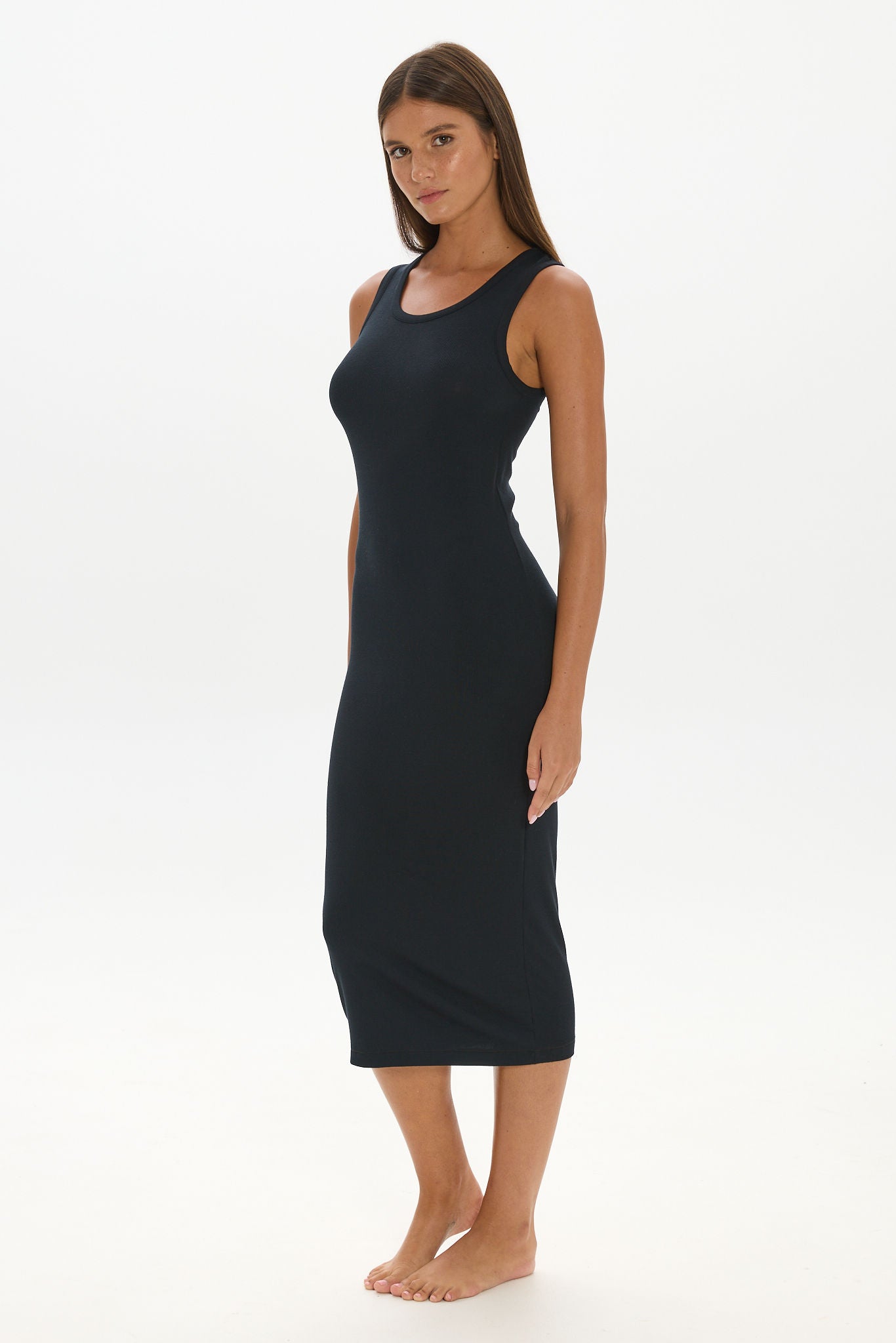 soft rib tank dress Black