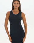 soft rib tank dress Black