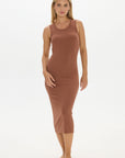 soft rib tank dress brown