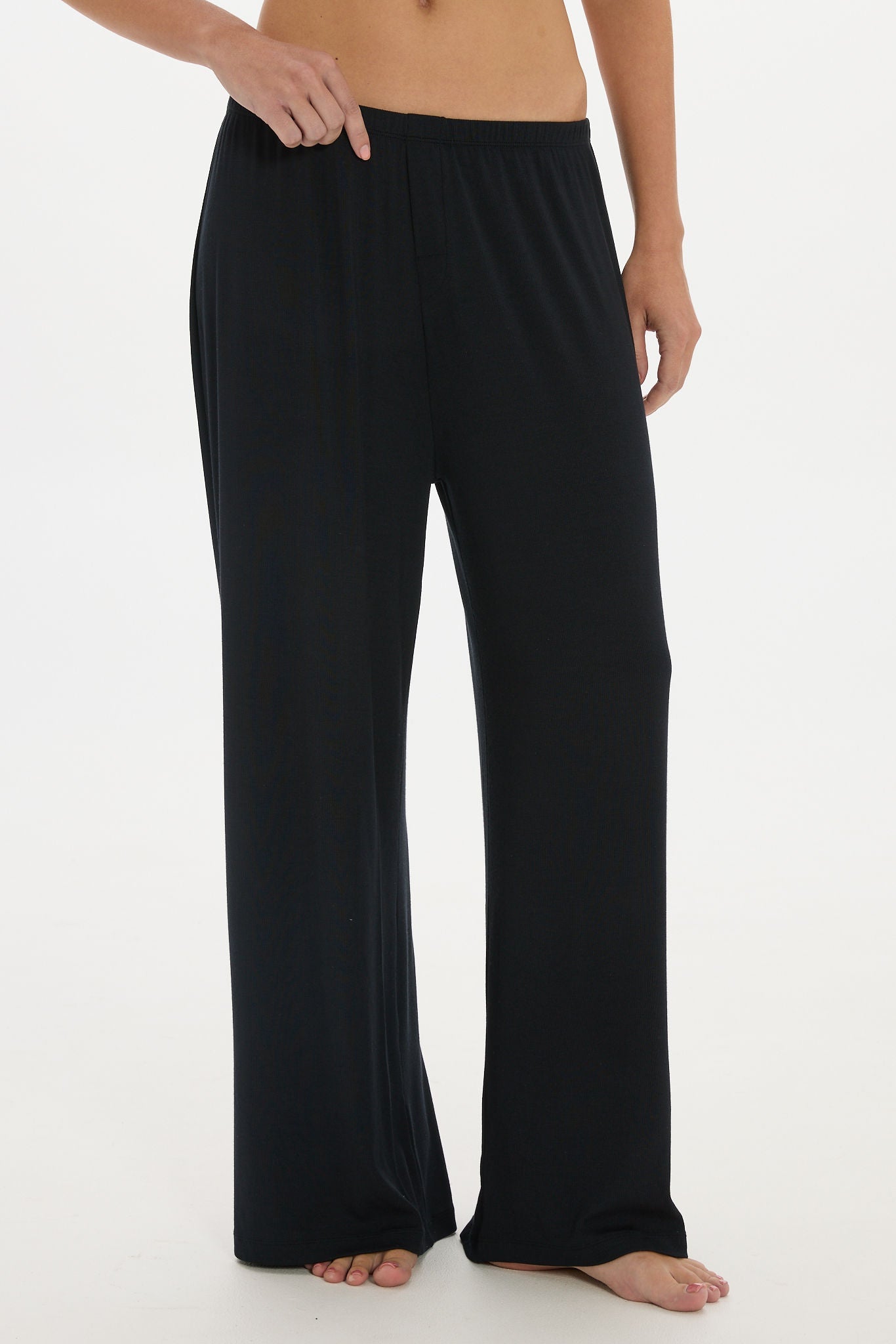 soft rib pants Black
