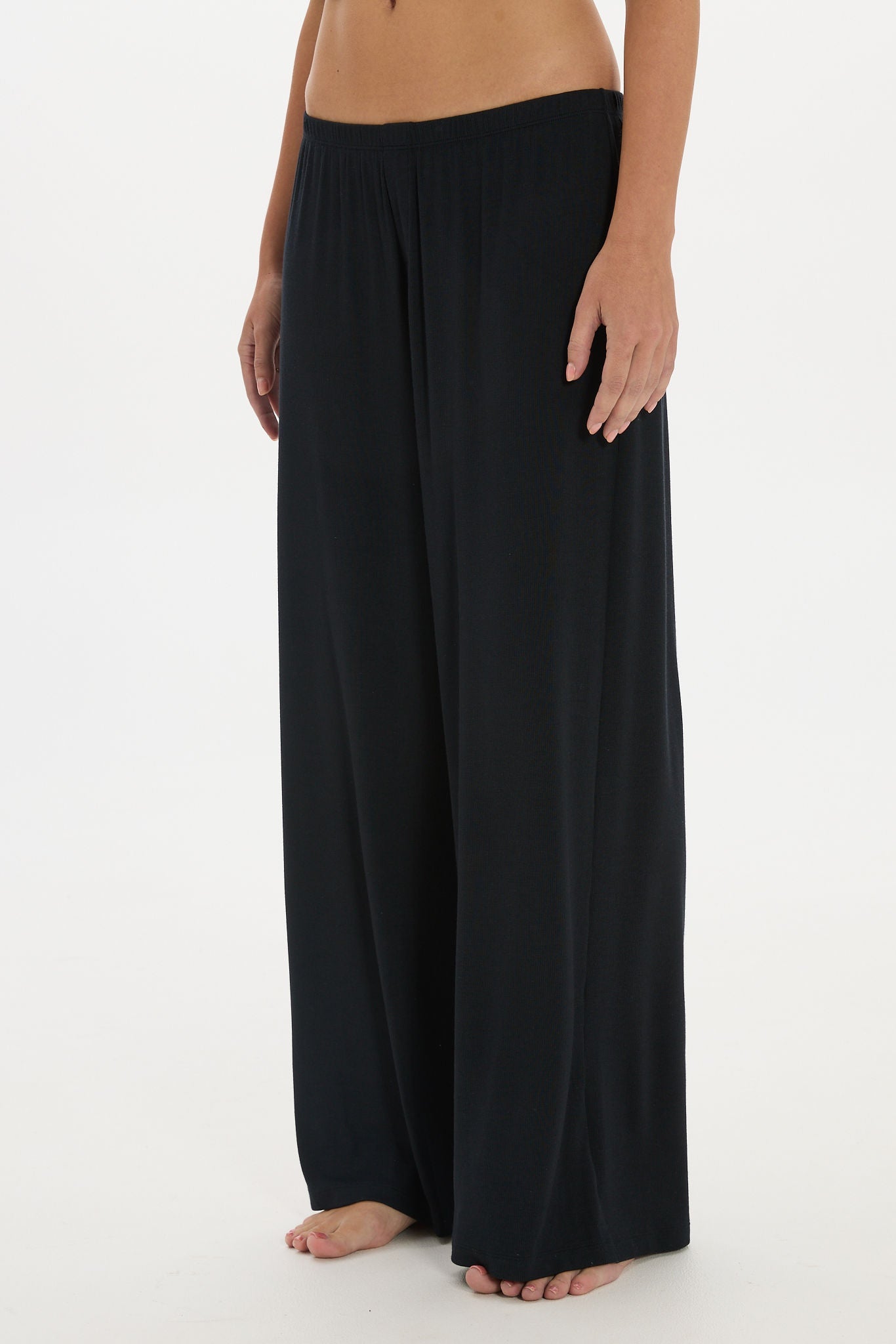 soft rib pants Black