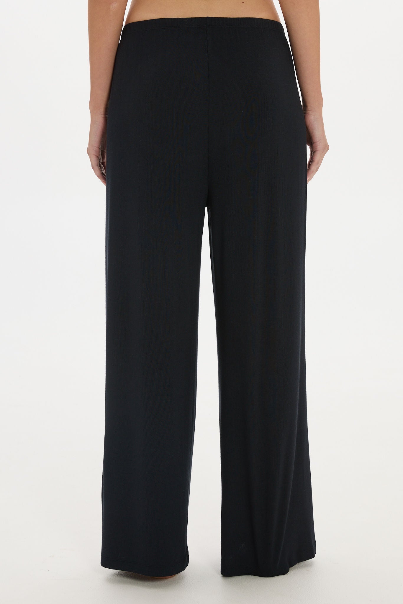 soft rib pants Black