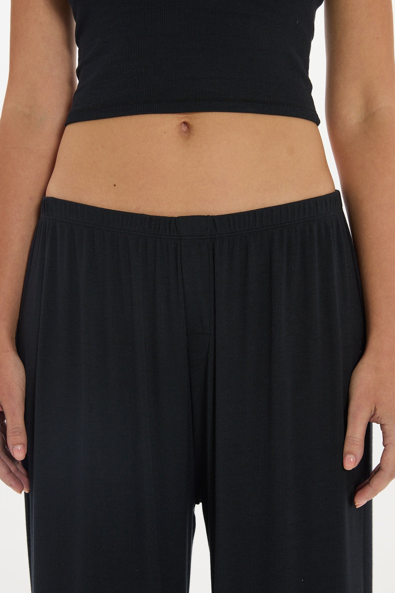 soft rib pants Black