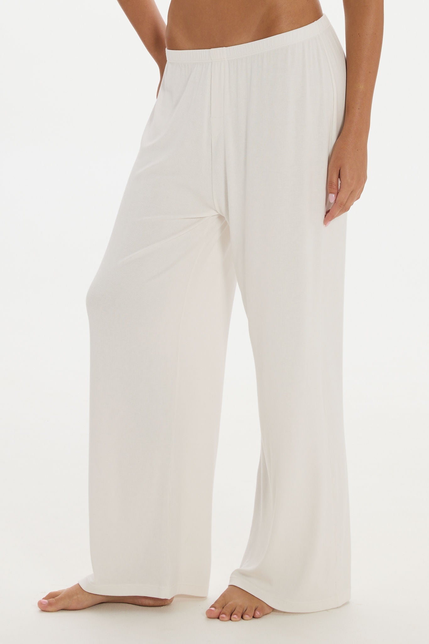 soft rib cream pants 