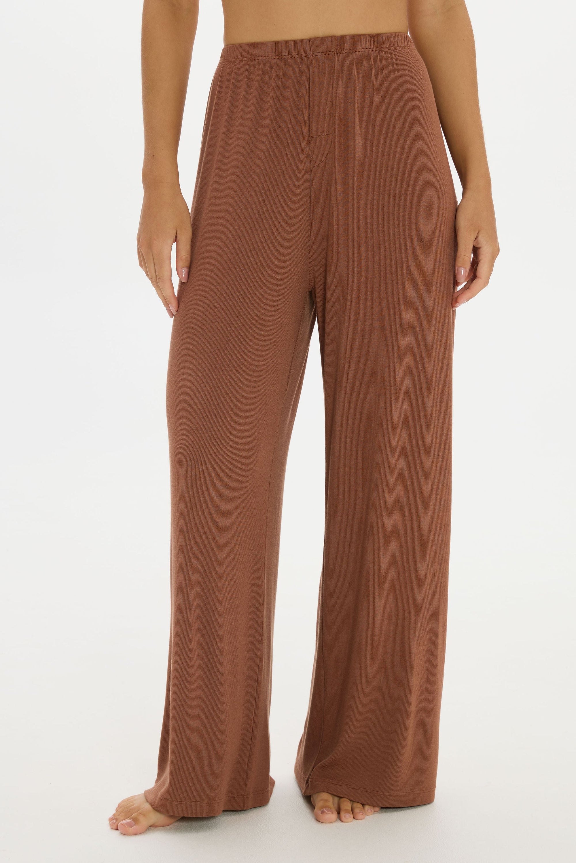 soft rib brown pants 