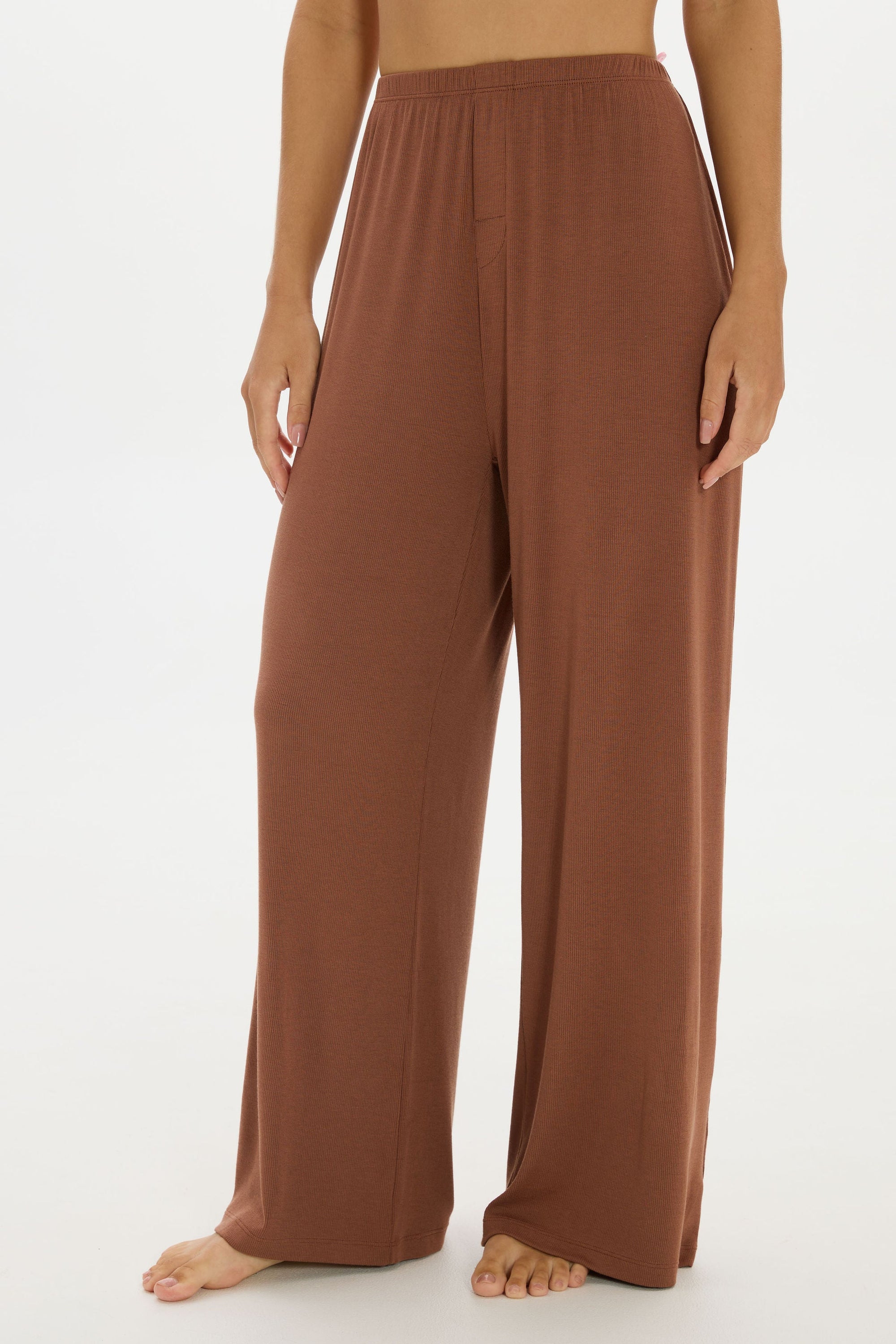 soft rib brown pants 
