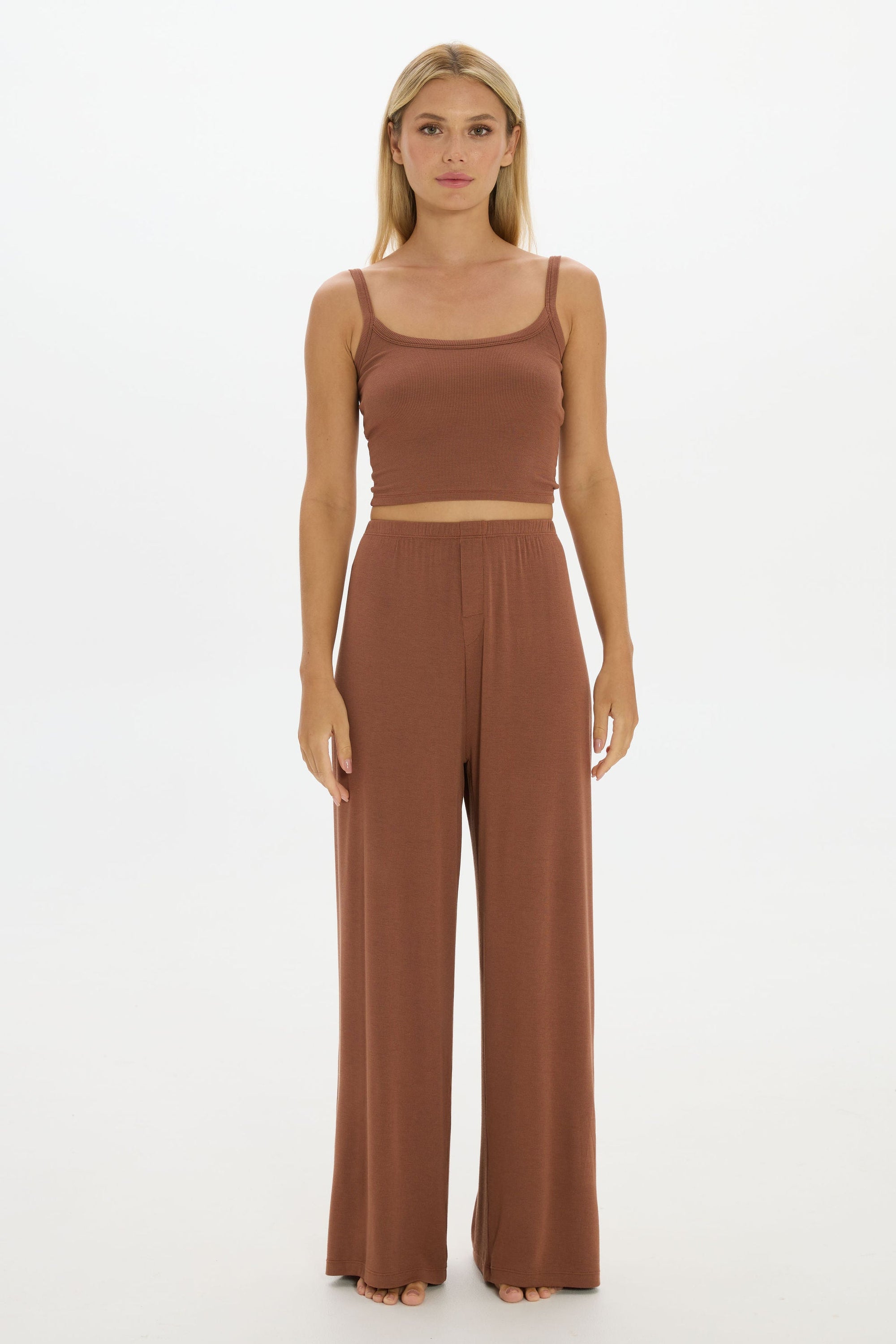 soft rib brown pants 