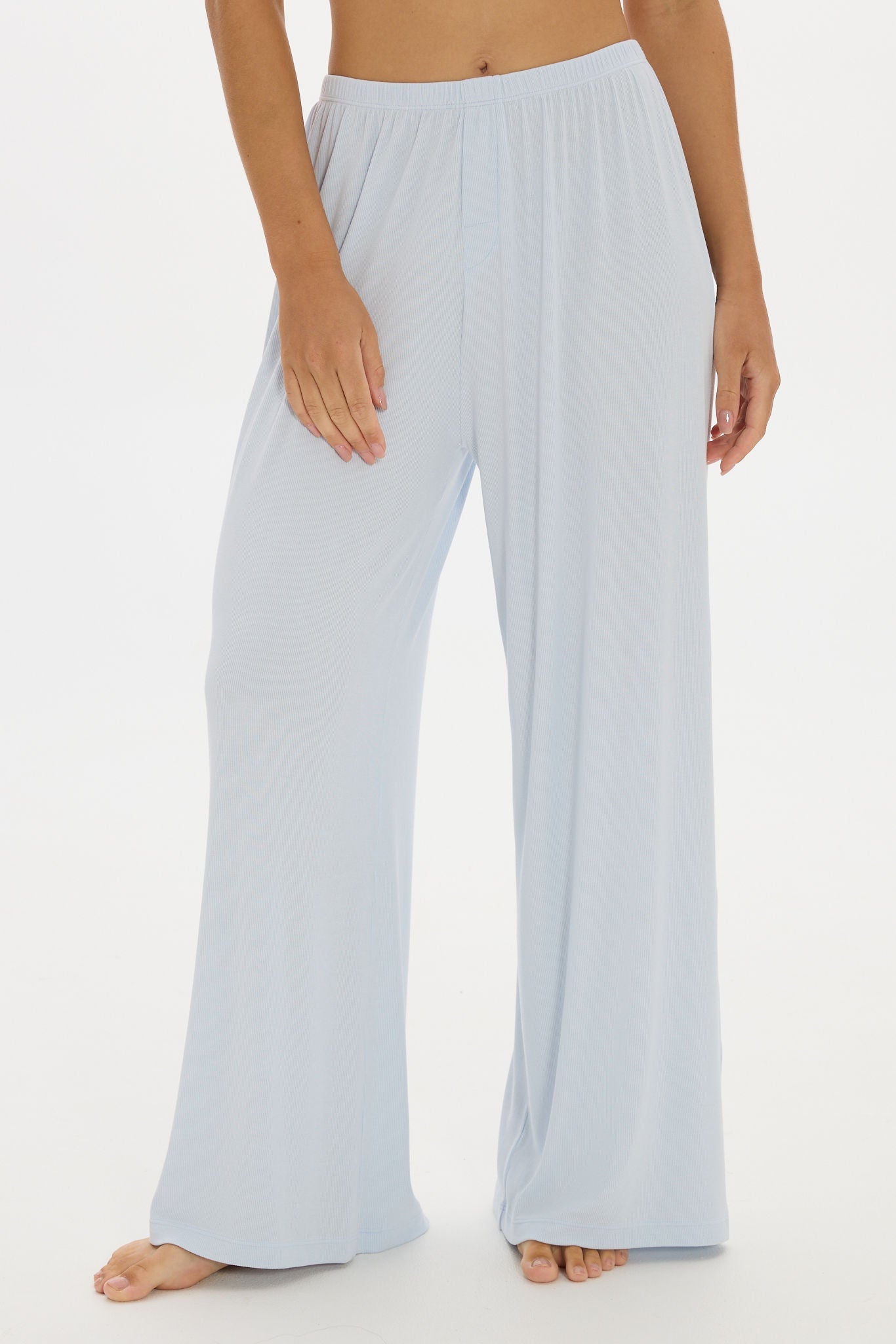 soft rib baby blue pants 