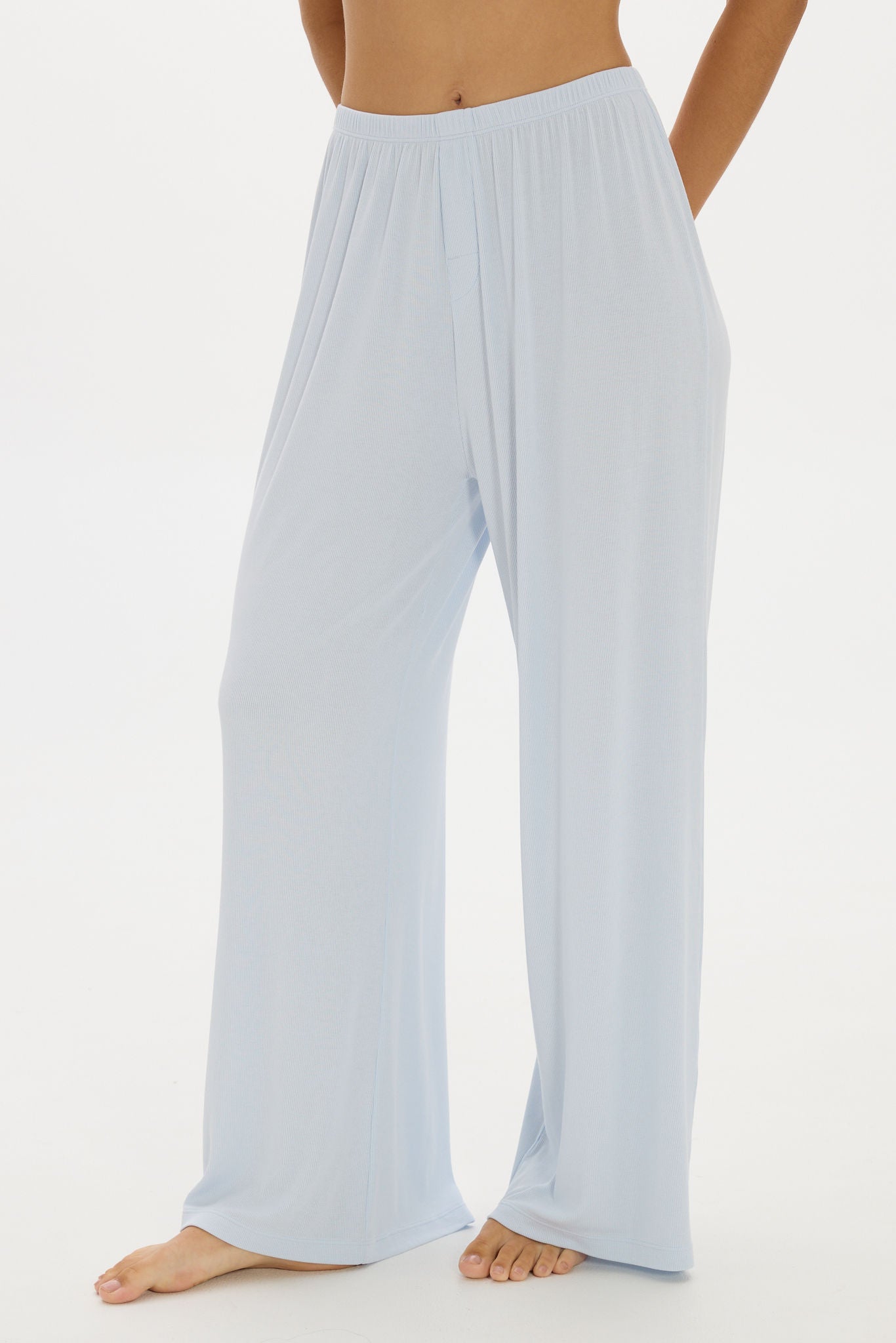 soft rib baby blue pants 