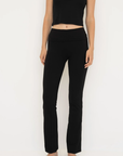 Soft organic cotton fold over leggings in black with a comfortable fold over waistband.