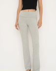 Soft organic cotton fold over leggings in grey with a comfortable fold over waistband.