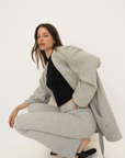 Soft organic cotton fold over leggings in grey with a comfortable fold over waistband.