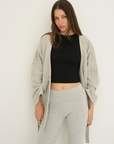Soft organic cotton fold over leggings in grey with a comfortable fold over waistband.