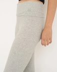 Soft organic cotton fold over leggings in grey with a comfortable fold over waistband.