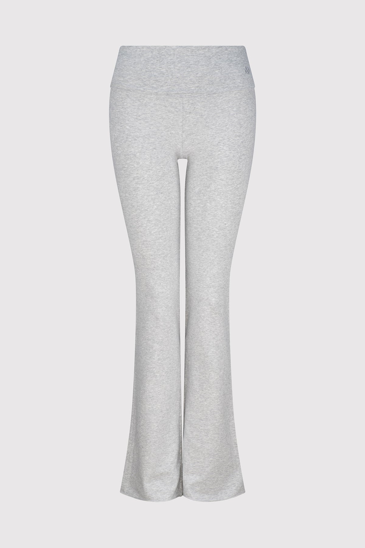 Soft organic cotton fold over leggings in grey with a comfortable fold over waistband.