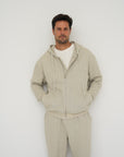 Organic Cotton Zip-Up Hoodie - Grey Oat Marle