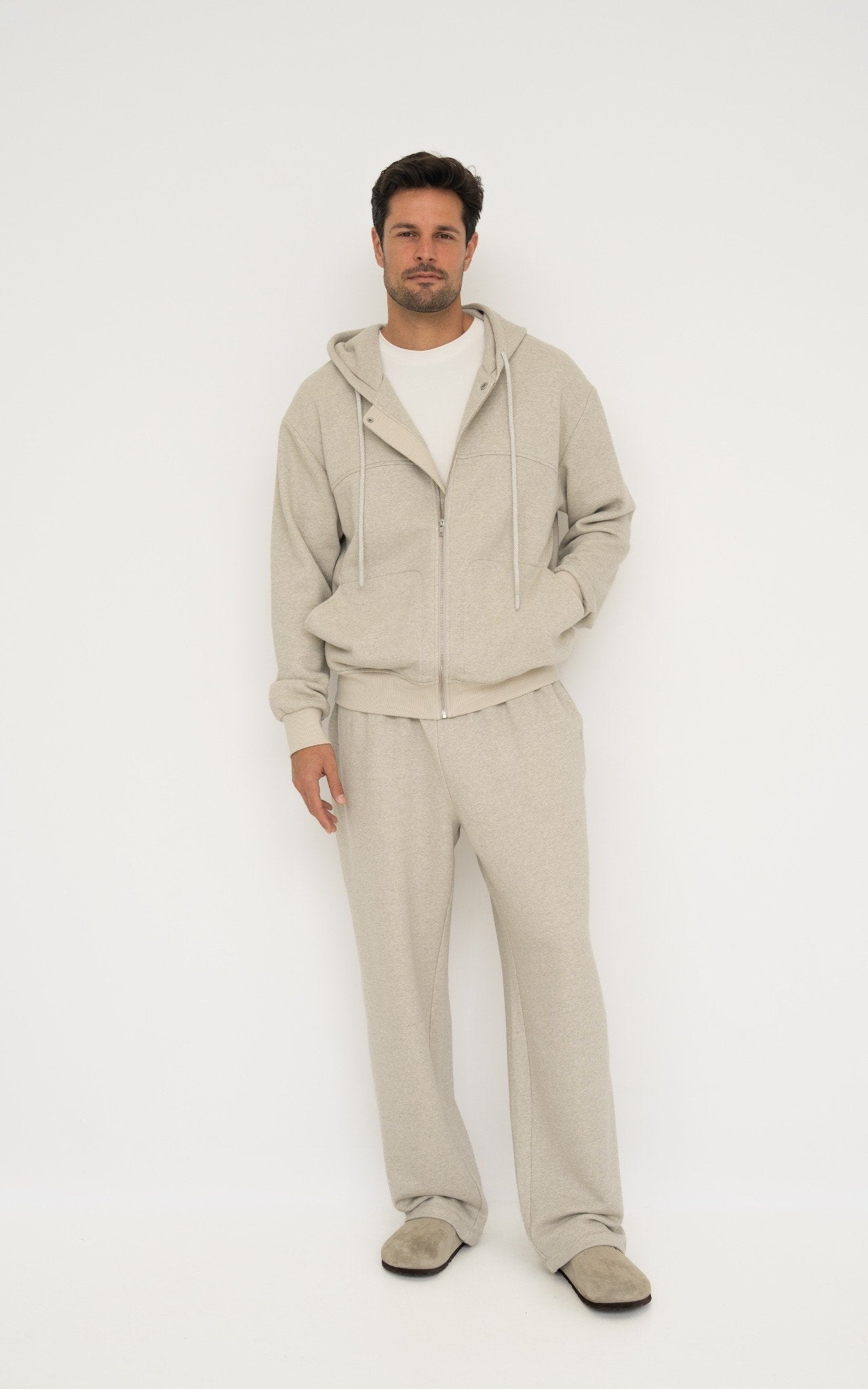 Organic Cotton Zip-Up Hoodie - Grey Oat Marle